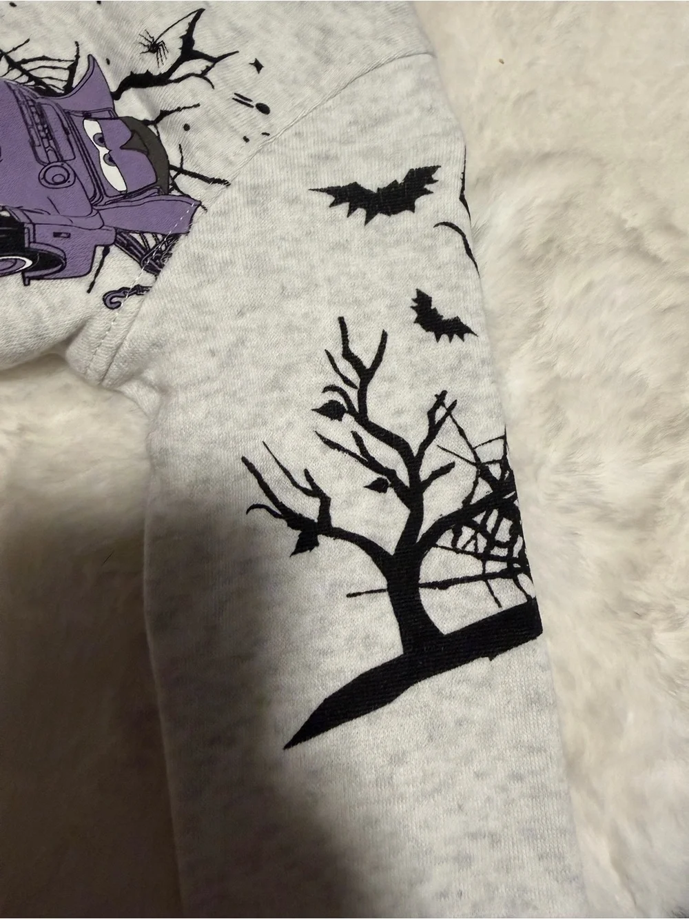 Kids Halloween Cars Sweatshirt and Pants Set - Gray with Red & Purple Cars